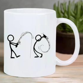 Ceramic Coffee Mug with Fishing Design - Reusable, Insulated, Hand Wash Only - Ideal for Multipurpose Use, No