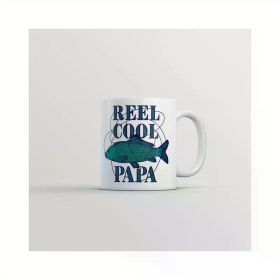 Reel Cool Papa 11oz Ceramic Coffee Mug with Fish Design â€“ Perfect Gift for Dad, Fishing Enthusiasts, Valentine's Day,