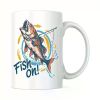 11oz Ceramic Coffee Mug with Fun "Fish On!" Design â€“ Vibrant Fishing Illustration, Perfect Gift for Dad, Mom,