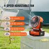 VEVOR Portable Fan Rechargeable 9 inch, Battery Powered Fan with LED Lantern, 4 Speeds Adjustable & 45Â°/90Â°Automatic Swivel & Timer