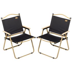 Outsunny 2 Pack Folding Camping Chair, Lightweight & Portable Beach Chairs Armchairs, Perfect for Festivals, Fishing, Picnic and Hiking, Black (Color: as Pic)