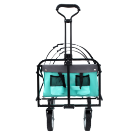 Collapsible Foldable Wagon Cart with strapping system Beach Wagon Utility Cart Utility Wagon Grocery Cart for for Camping Shopping Sports Gardeing Fis (Color: as Pic)