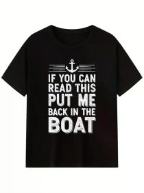 Amusing Fishing Tee with a Nautical Quip (Color: Black, size: L)