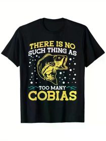 Funny Fish Lovers T-Shirt, 100% Cotton, Fishing Novelty Style T-Shirt, Crew Neck, Black, Sizes S-XXXL, Four Seasons, Family T-Shirt (Color: Black, size: L)
