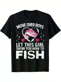 Girls Fishing Lovers Fishing Girl Fun Fishing Art T-Shir (Color: Black, size: XL)